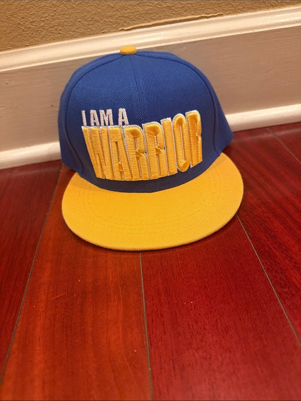 I AM A WARRIOR Six Flags Blue Yellow Snapback Cap Hat